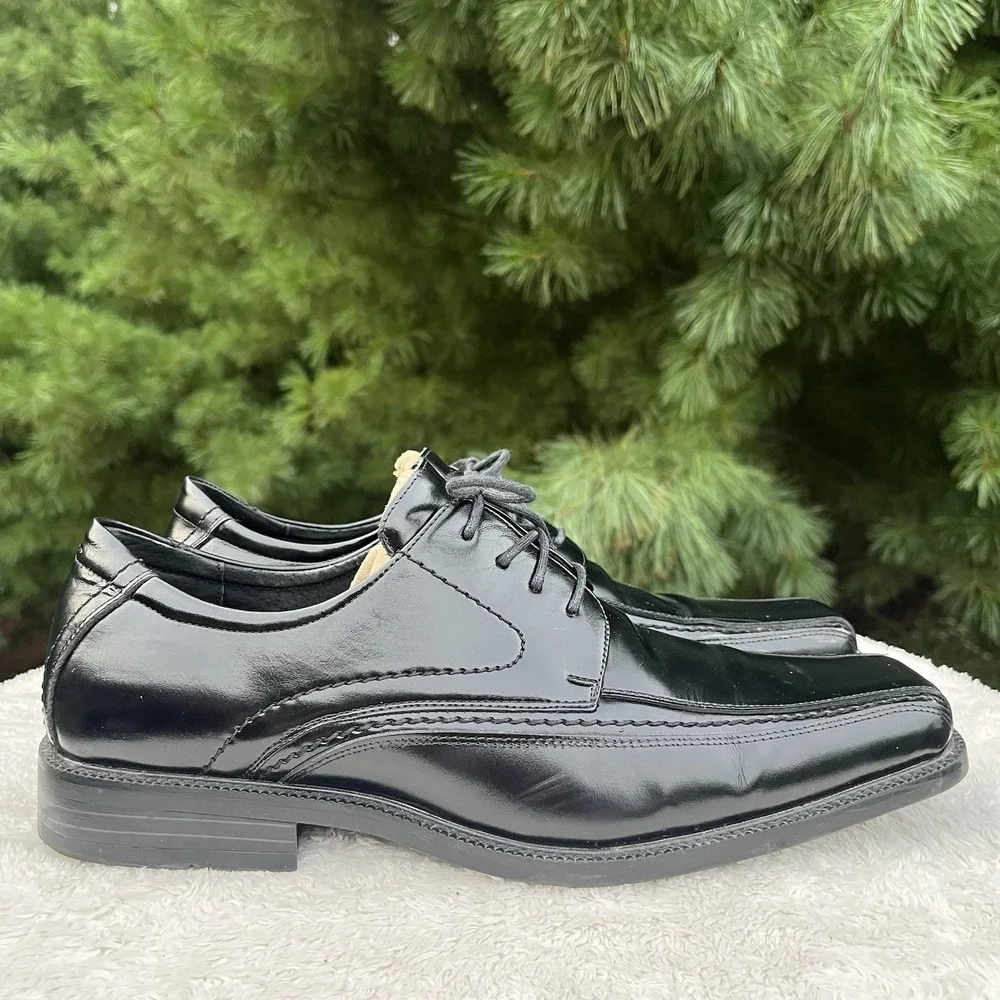 Stacy Adams Dress Shoes Mens 12M Black Leather Bicycle Toe Derby Square Toe